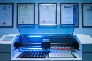 医生在诊室向患者展示BRCA基因检测报告