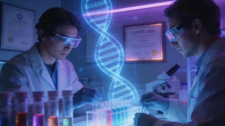 医生与患者共同观看NGS报告并沟通的示意图