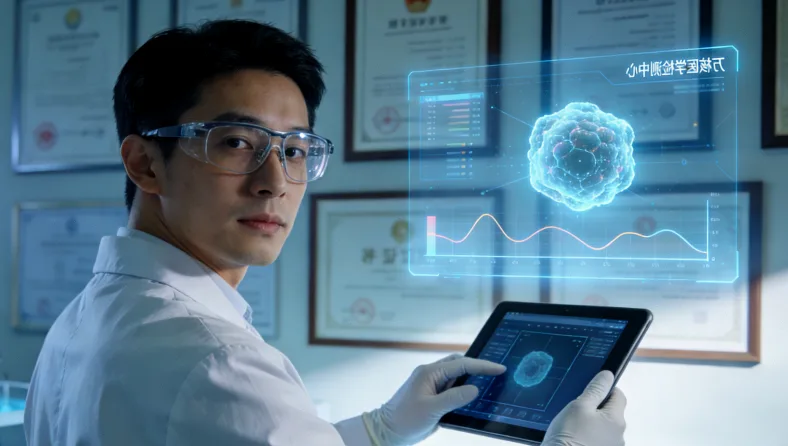 FISH检测镜下显示ALK基因分离信号示意图