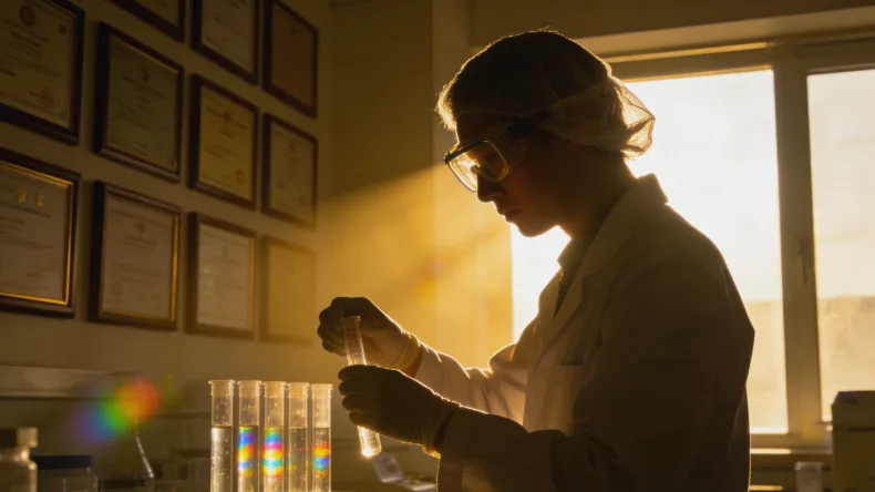 显微镜下观察不同厚度的组织切片对比图