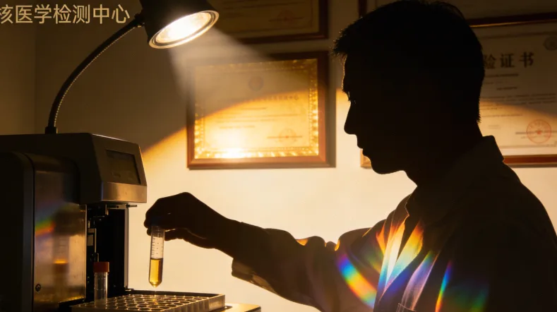 病理科医生在显微镜下观察检测切片