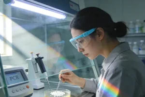 护士使用专用采血管进行静脉采血