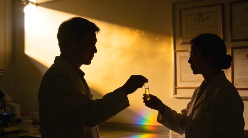 一位患者和医生共同查看基因检测报告