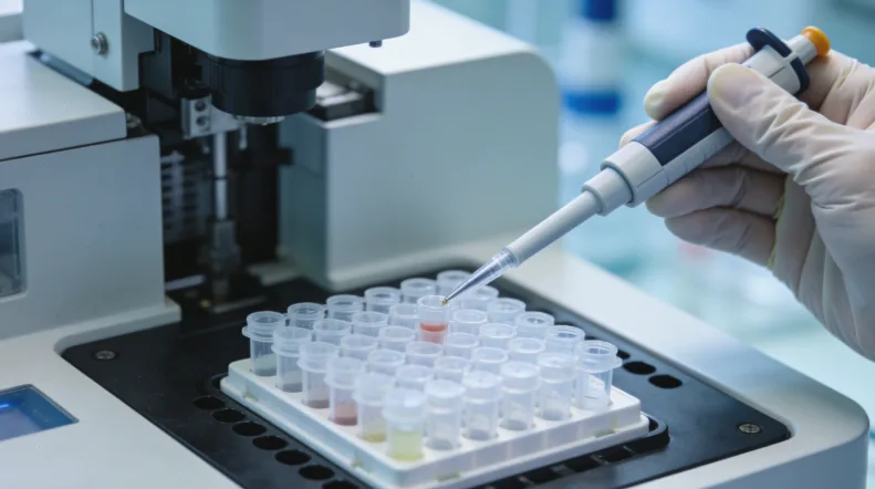 医生与患者家属沟通血液检测方案