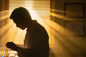 医生与患者共同查看ctDNA检测报告示意图