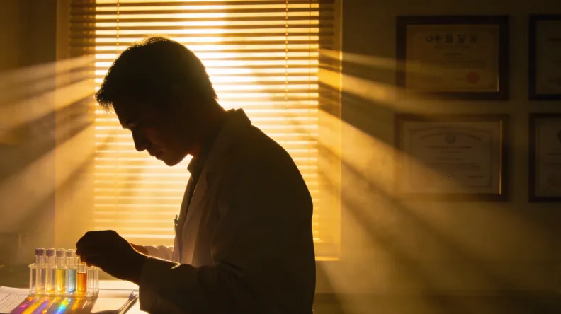 医生与患者共同查看ctDNA检测报告示意图