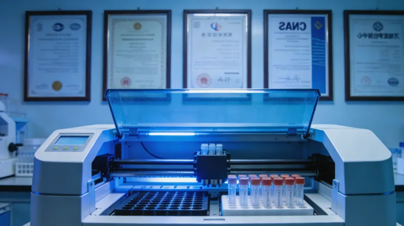 实验室技术人员进行血液样本处理与基因测序