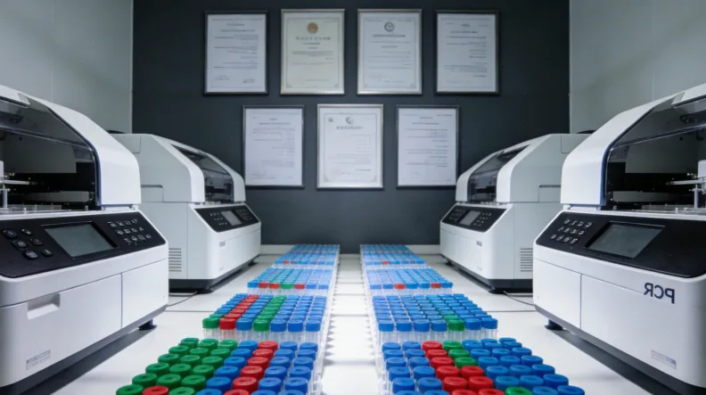 实验室人员处理血液样本离心