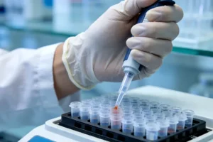 医生与患者共同查看ctDNA检测报告与影像胶片