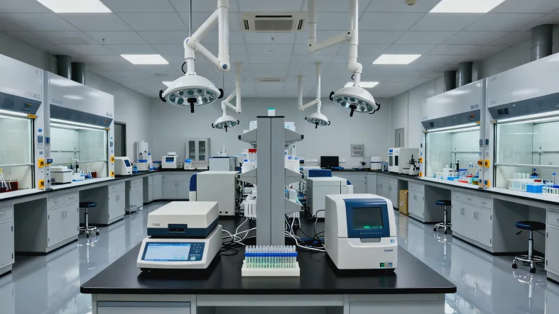 医生与肠癌术后患者共同查看基因检测报告