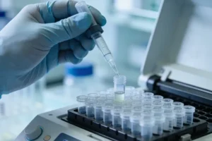 结肠镜下显示的密集肠道息肉图像