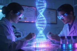 年轻患者与医生讨论基因检测报告