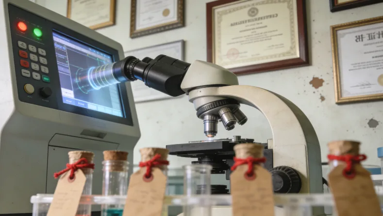 显微镜下显示放疗后肿瘤组织与正常组织对比