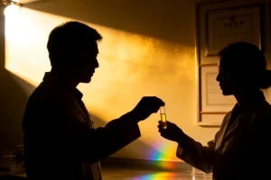 女性查看家族健康树状图