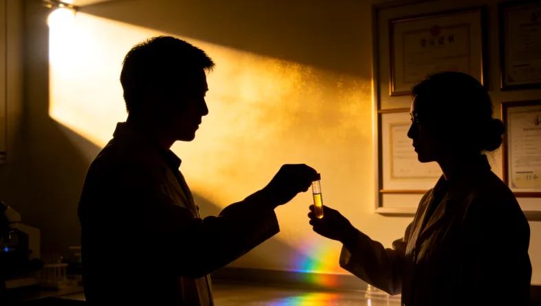 女性查看家族健康树状图