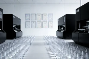 医生与肝癌患者共同查看基因检测报告示意图