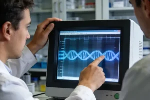 医生与患者沟通腹水穿刺示意图