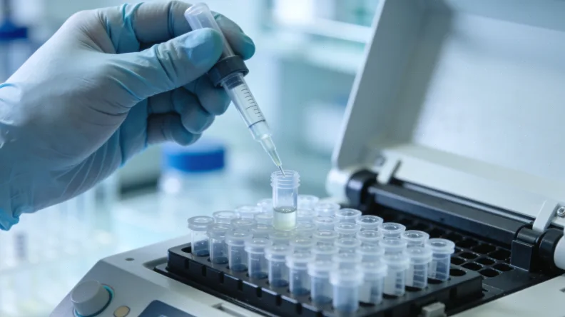 病理科医生处理组织蜡块的示意图