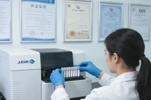 医生与患者沟通穿刺活检与基因检测示意图