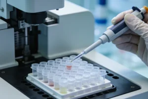 医生与患者共同查看基因检测报告示意图