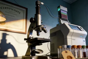 医生与患者讨论家族遗传树