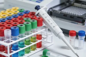 病理科医生在显微镜下观察组织切片