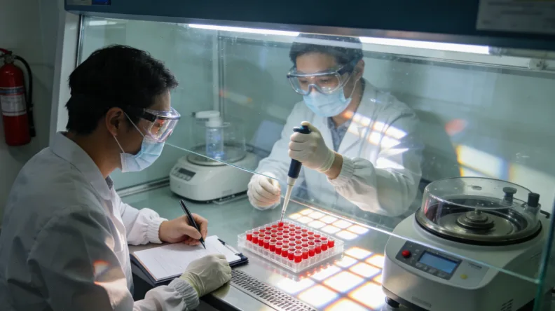 靶向药结合NTRK融合蛋白的分子模型图