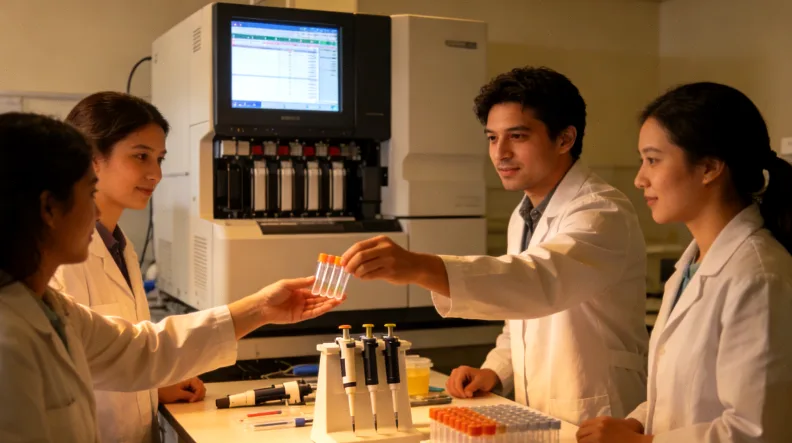 医生与患者共同查看基因检测报告