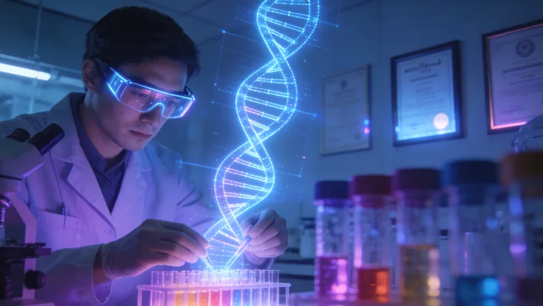 科研人员正在分析基因测序数据