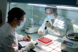 一位患者正在阅读基因检测报告，表情困惑