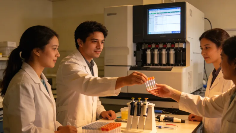 医生进行诊断性腹腔穿刺操作示意图