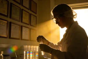 一位年轻夫妇正在电脑前查看基因检测报告，表情困惑。