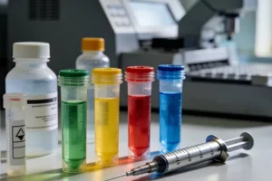 患者手持基因检测报告与医生沟通的示意图