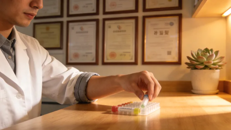 医生正在电脑前开具基因检测申请单