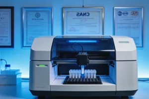 医生与患者共同查看基因检测报告示意图