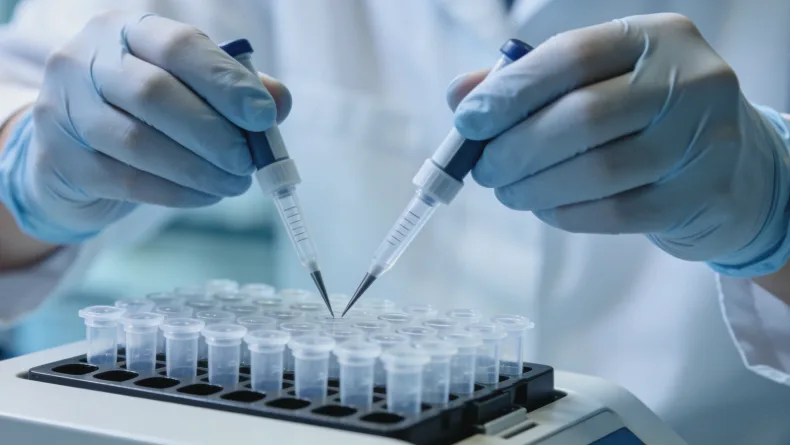 重症监护室内,医生与家属在病床旁沟通的侧影