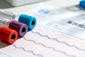 医生与患者共同查看基因检测报告并沟通