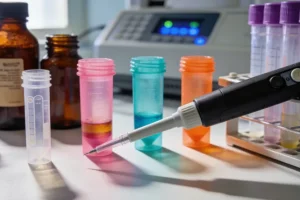 医生与肺癌患者讨论基因检测报告