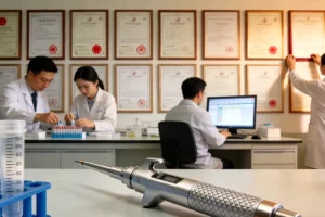 医生正在与家属沟通腰椎穿刺后注意事项