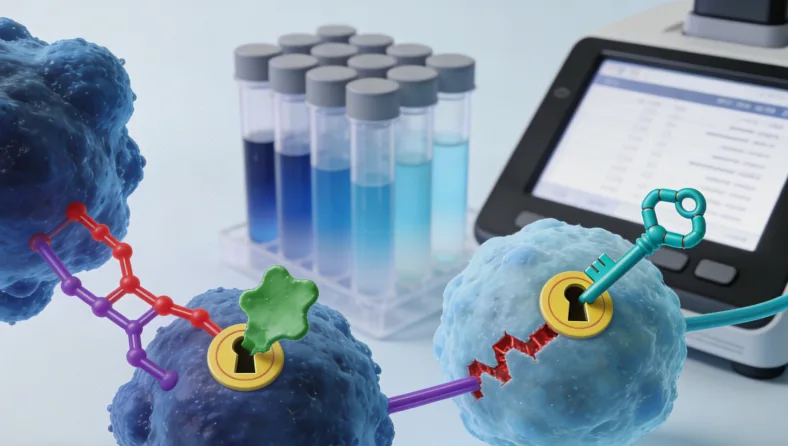 基因检测报告与药瓶并列的视觉图