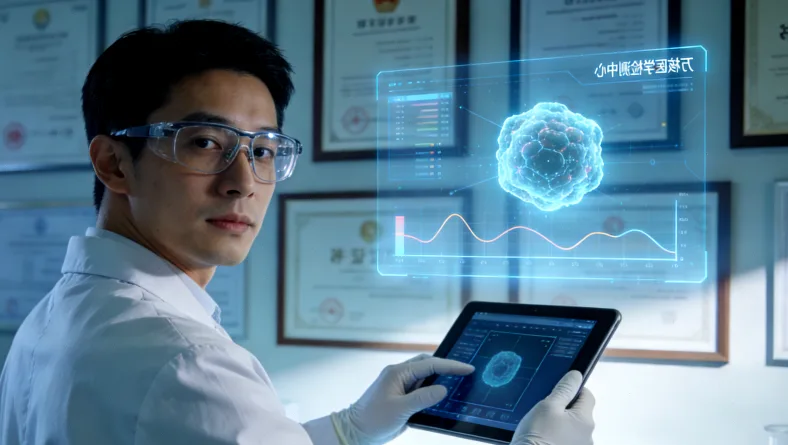 一位患者正在与医生共同查看基因检测报告