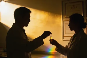 医生与患者讨论基因检测报告