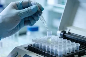 一位患者正在查看高血压基因检测报告，表情困惑