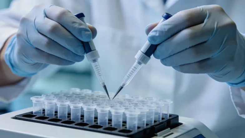 DNA双螺旋与药物分子结合概念图