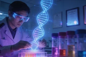 医生与患者共同查看基因检测报告