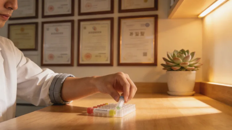 医生与患者共同讨论检测报告的诊室场景