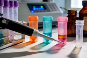 基因检测实验室技术人员正在操作精密仪器