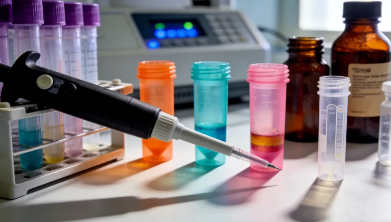 基因检测实验室技术人员正在操作精密仪器