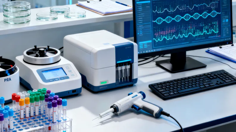 医生在诊室与患者沟通基因检测报告