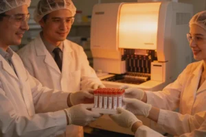 医生与患者讨论基因检测报告的场景